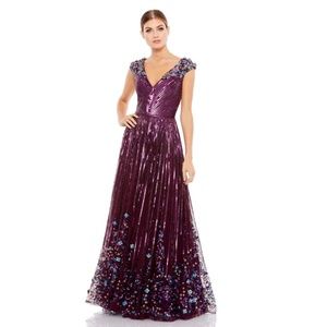Mac Duggal Sequin & Floral Embellished Evening Gown